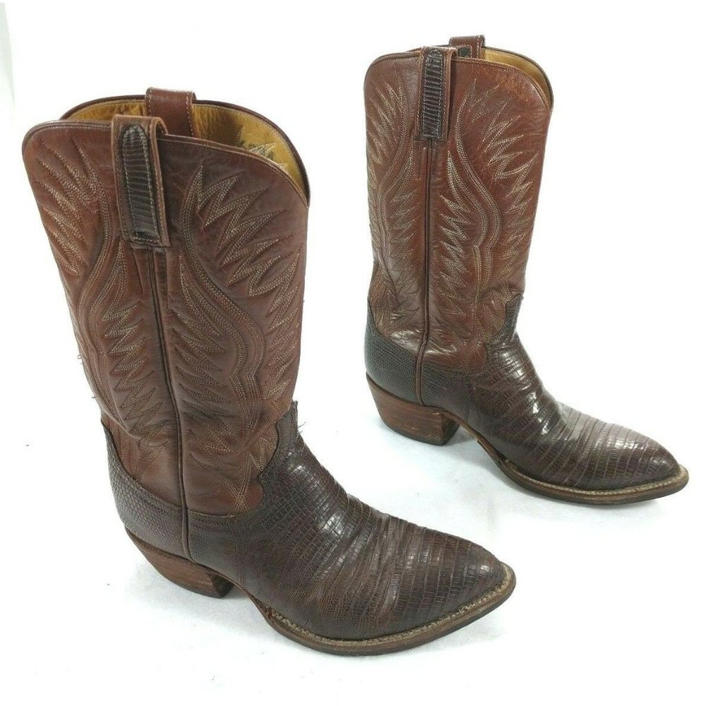 DAN POST 6834 lizard skin cowboy western BROWN 9 D